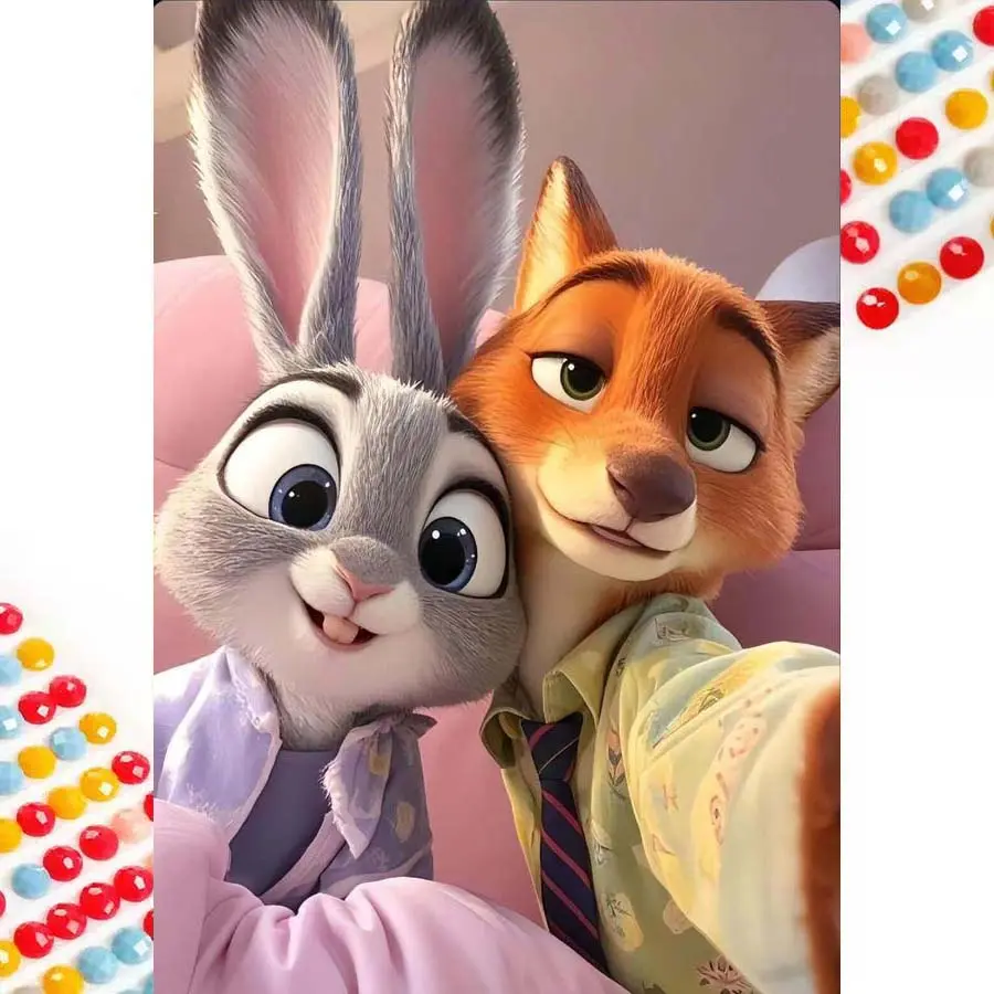 5D DIY Full Drill Round Diamond Painting - Diamond Art Painting Kit Officer Rabbit Smile Mosaic, Canvas - DIY Decorative Painting, Home Wall Decor, Suitable for Halloween, Christmas, Birthday and Anniversary Gifts