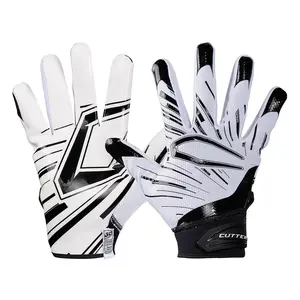 CUTTERS Game Day Pro White/Black Football Receiver Gloves - Lightweight High Performance Grip All Weather Performance