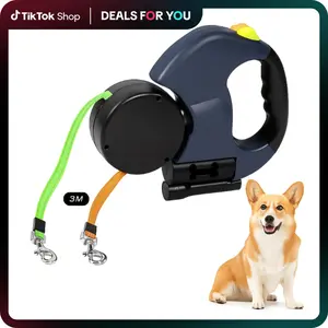 [Give a gift] 2025 Two dogs one leash Enhanced Edition - Dual (2) Dog Retractable Leash, Auto-Untangles, Supports Up To 30lb Dogs,10ft Retractable Leash,Two dogs one leash collar tangle free leash dog accessories dog accessories durable bungee Harnesses