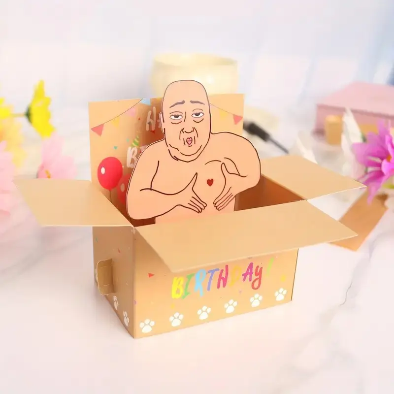 Creative Happy Birthday Pop-Up 3D Card, Humorous Character Design Funny Gift Card, Unique and Fun Present Idea for Birthdays, Interactive Greeting Card, Pop Up Cards
