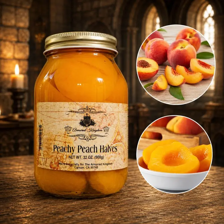 The Armored Kingdom Premium Peachy Peach Halves (32oz)-Peeled & Pitted-Ready to Eat-Healthy