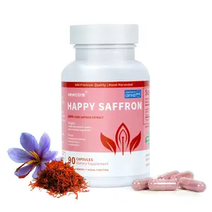 Newcore Happy Saffron - #1 Formula for a Healthier Happier You 90 Capsules Gluten-Free Dairy-Free Eggs-Free Premium Quality Hand-Harvested Saffron Extract