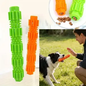 【Dog Chewing Stick】Durable and Clean Teeth Stick - The Fun Tool for Dogs to Relax. It can be filled with dog food and is suitable for both Small and medium dogs. Comes in green and orange dual-color design. Interactive toy for teeth cleaning and chewing.