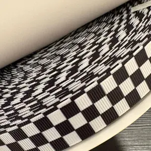6/8" Checkered Print Grosgrain Ribbon - 100-Yard Roll