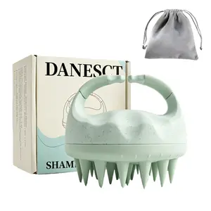 DANESCT Head Massager Scalp Shampoo Brush – Soft Silicone Head Scrubber for Dandruff Removal Stress Relief, Perfect for Men & Women, Dry or Wet Use Hair Oil Applicator