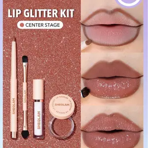 SHEGLAM Lip Dazzler Glitter Kit - Center Stage Long-Lasting Glitter Lip Gloss - Cosmetic, Makeup