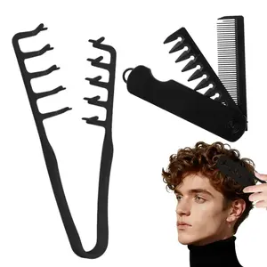 Hair Comb Double Teeth Folding Texture Styling Comb 2 Pcs Set Voluminous Fluffy Hair Shaping Wide Fine Toothed Dual Purpose Grooming Tool Retro Classic Fashion Style for Home Travel Salon Daily Hair Styling for Men Women Curly Hair Comb