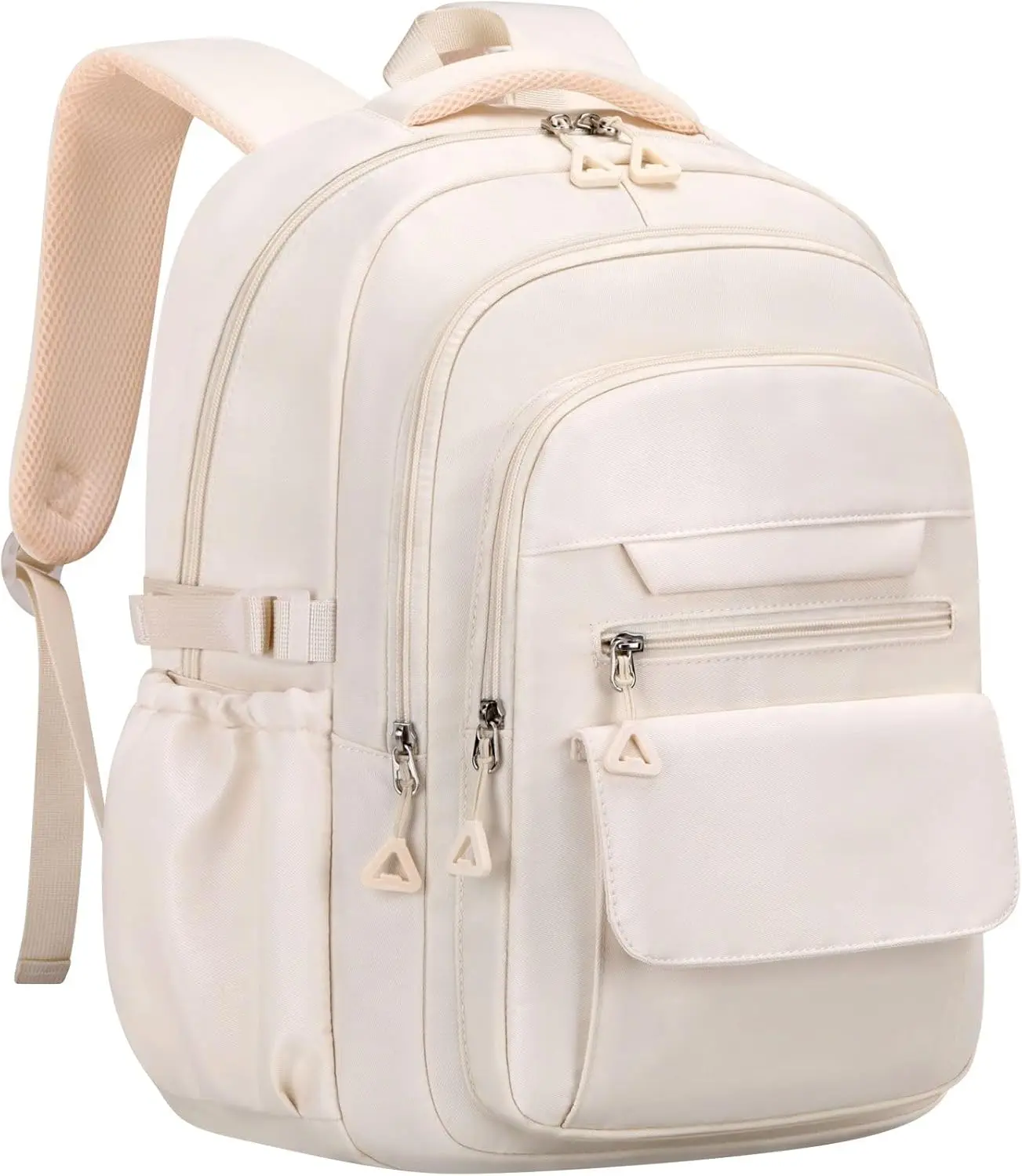 Cute Backpack for School Teen Girls Beige Bookbag Aesthetic Womens Travel Book Bags for School  Student  Packs