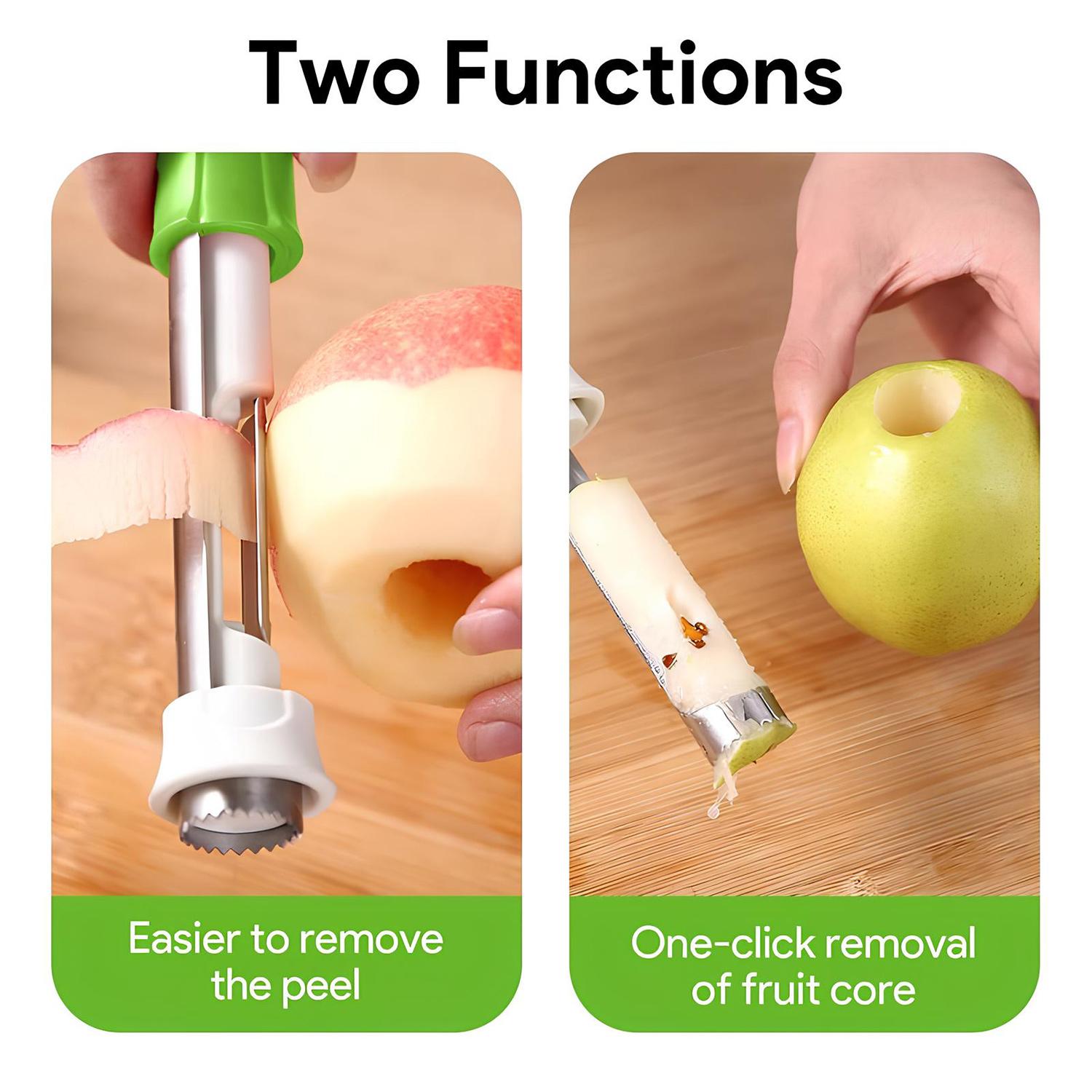 MY HEART FLY 2 in 1 Apple Corer and Peeler Tool, Fruit Vegetable Corer and Peeler Tool, Stainless Steel Apple Peeler Apple Corer Remover Tool Multi-function Corer Tool for Vegetable Fruit Kitchen Gadget