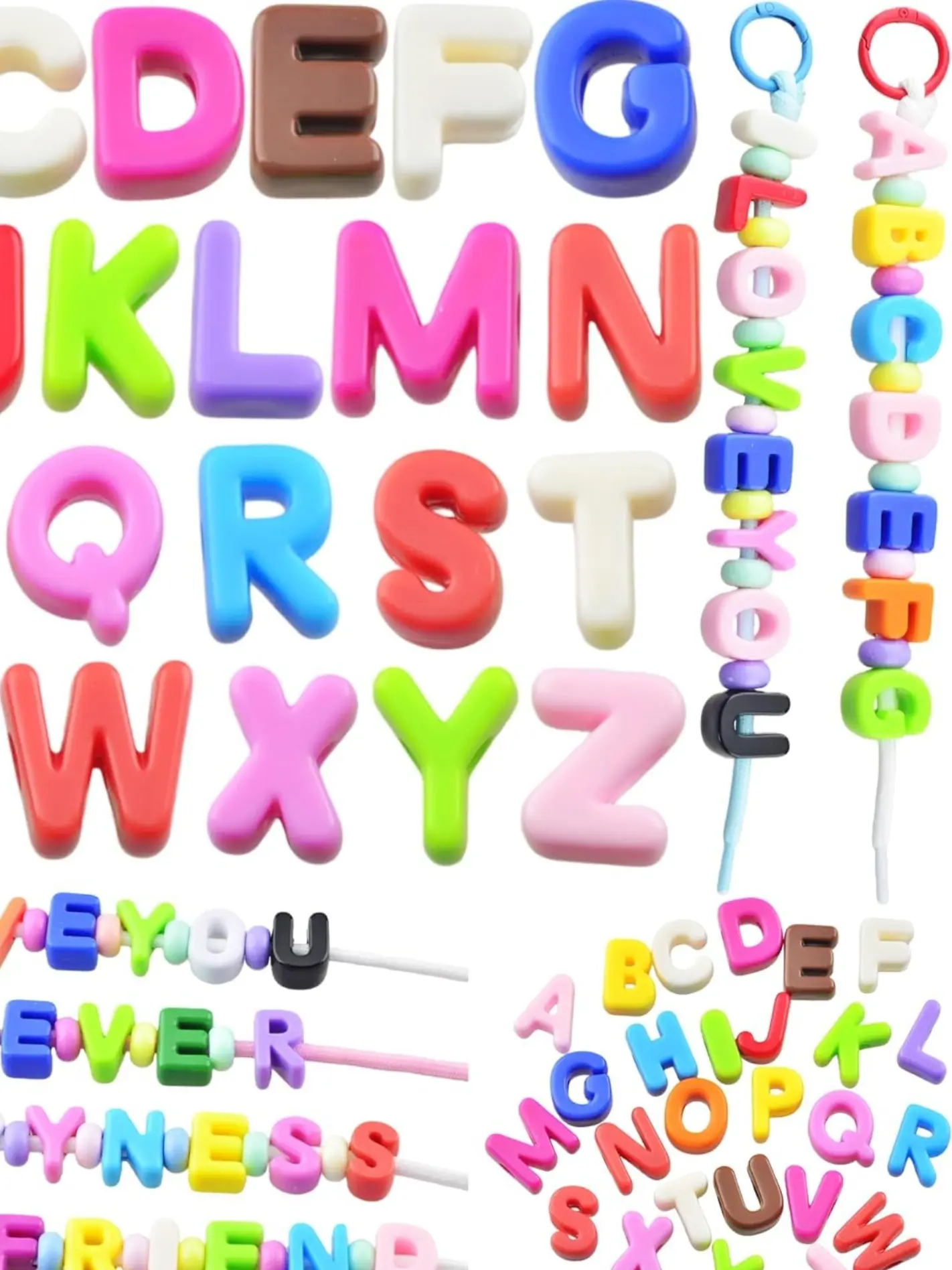 100pcs Random Letters Beads Acrylic UV / Solid Letter Beads,  Large Hole Alphabet Charms, DIY Phone Chain Jewelry Making Supplies, Acrylic Beads Mix, Beading Making, DIY Jewelry Decoration