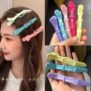 [Color random]Durable crocodile hair clip for seamless bangs, trendy and high-looking