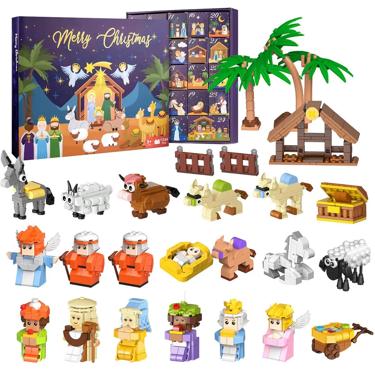 Nativity Advent Calendar 2026 – 24 Days Building Block Set, Christmas Story Scene with Jesus Mary Wise Men, Educational Religious Countdown Calendar for Kids Teens, Faith Based Holiday Gift