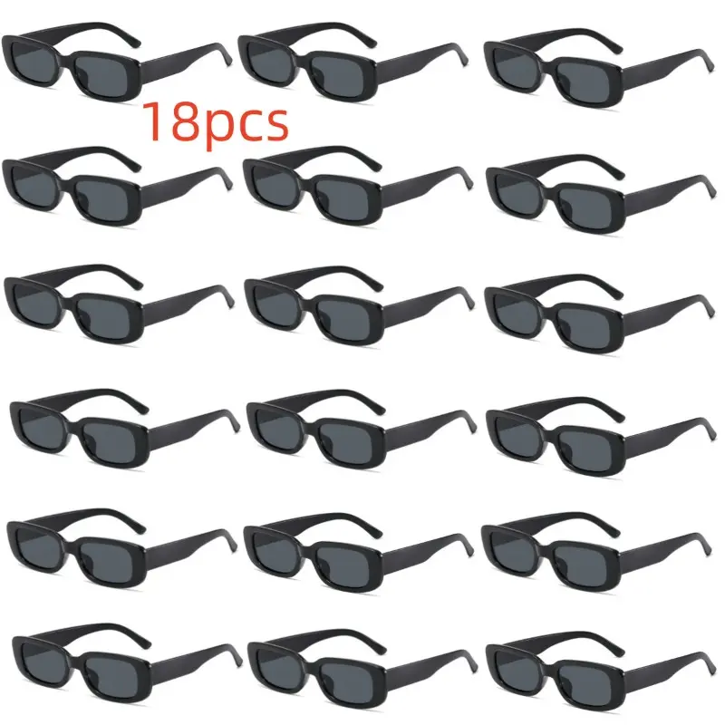 18pcs black small frame high-end design glasses, versatile decorative glasses for men and women, fun and trendy party glasses, various classic glasses for parties, wedding couple outfits