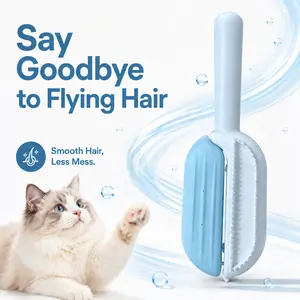 3-in-1 Water Tank Cat Brush for Shedding | Anti-Flying Fur Cat Hair Remover with Wipes | Double-Sided Deshedding Comb & Furniture Cleaner