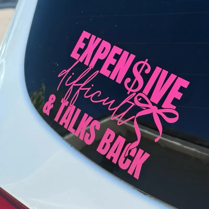 Expensive difficult and talks back car decal