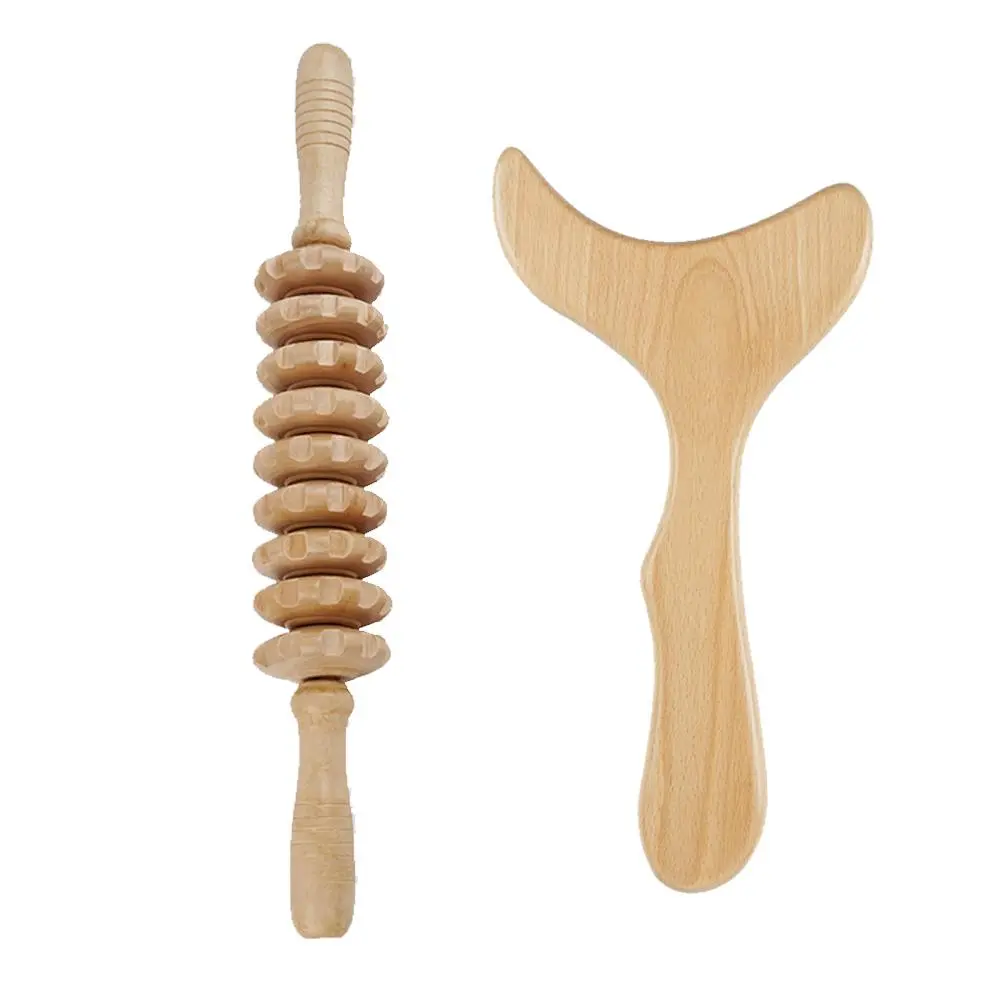 Wooden Massage Tool Set, 2 Pcs Manual Massage Tool, Body Shaping Muscle Relaxation Tool for Body Care, Suitable for Home and Professional Use, Back Scratcher and Back Massagers