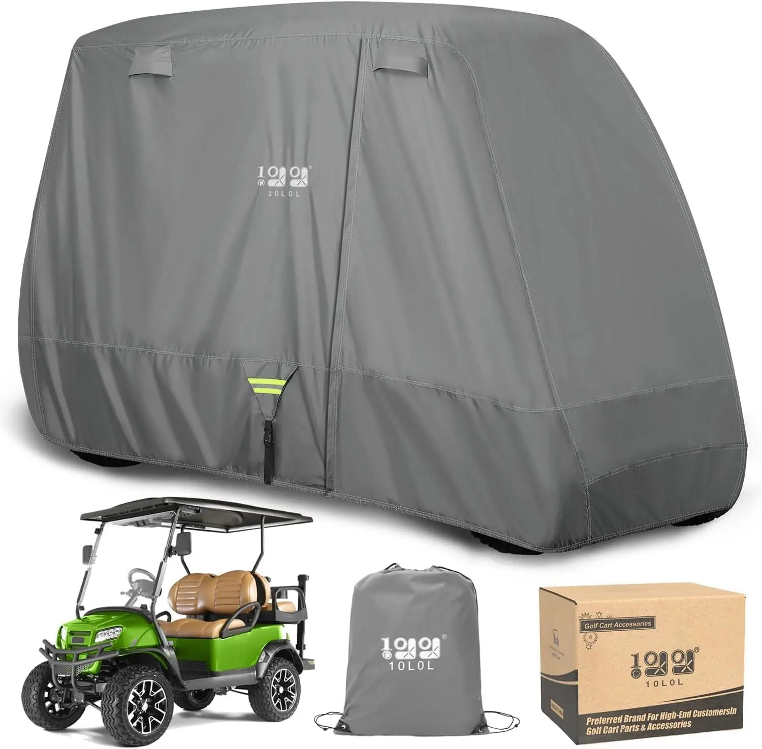 10L0L Heavy Duty 650D Golf Cart Cover for 2/4/6 Passengers EZGO, Club Car and Yamaha, All Weather Outdoor Protection Weatherproof