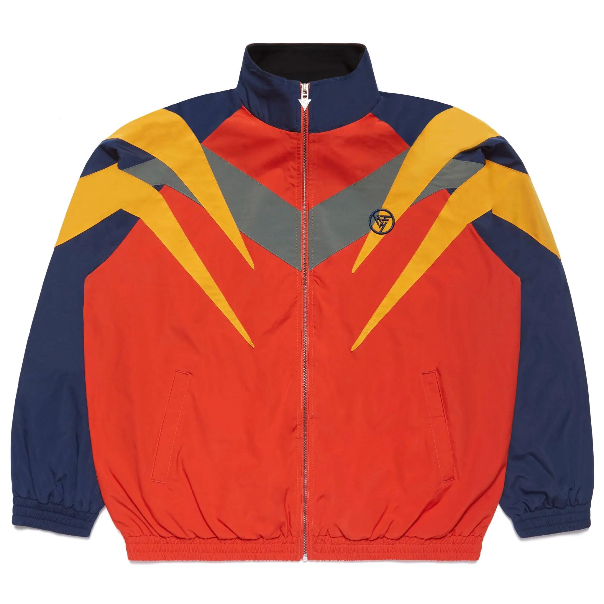 Hypland Techno Men's Nylon Shell Jacket - Menswear Coats, Orange Lazer Graphic Windbreaker Top with Fleece Lining, All Seasons Sportswear, Worldwide, Lightweight Jacket, Vibrant Look, True Size, Casual, Windproof, Long Sleeve