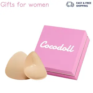 Cocodoll Women's Double-Sided Adhesive Thickened Bra Pads – Invisible Lift Waterproof & Push-Up Suitable for Bikini Swimsuit Sports or Strapless Bras Washable Sticky Inserts