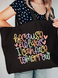Because He Lives Canvas Jumbo Tote - Versatile Storage Solution for Everyday Use