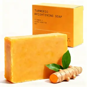 Glo Melanin Turmeric Brightening Soap, Body & Facial Cleansing for Dark Spots & Hyperpigmentation, with Vitamin C, Alpha Arbutin, Oat, 130ml