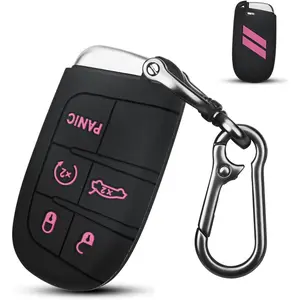 for Dodge Key Fob Cover 5 Button Silicone Remote Key Case for Dodge for Jeep Grand Cherokee