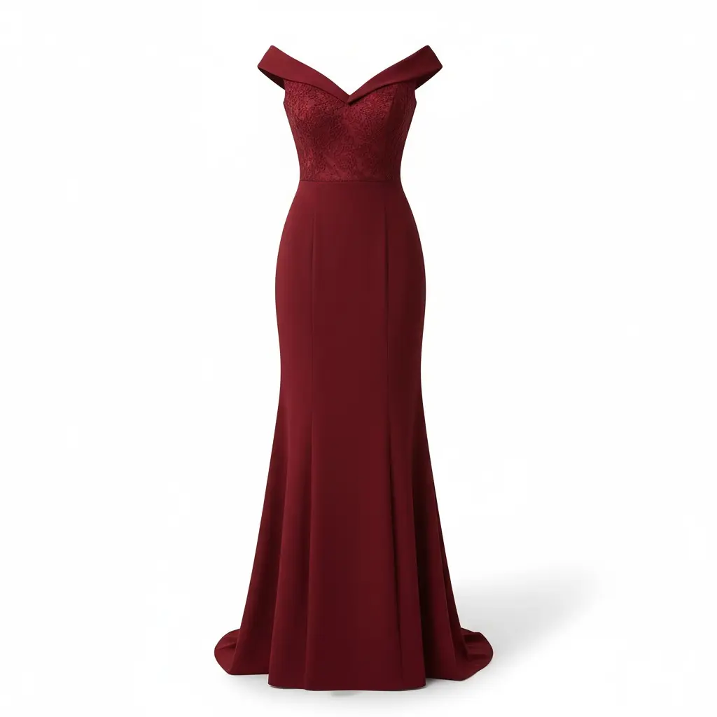 Burgundy  Bridesmaid Mother of Bride Dress Elegant Formal Red Bodycon Style with Short Sleeves for Special Occasions Vneck Maxi Dress for Women