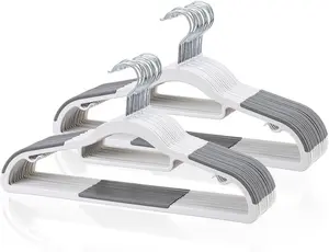 Heavy Duty Non-Slip Clothes Hangers 24 Pack 360° Swivel Space Saving White