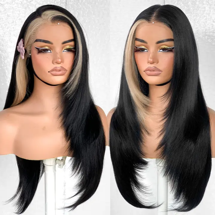 13x6 Glueless HD Lace Front Wig for Black Women, Synthetic Pre-Plucked Pre-Cut Wear and Go, Layered Straight Natural Look No Glue, #26inch, Mothers Day Gifts Outdoor Fun Outdoorfun