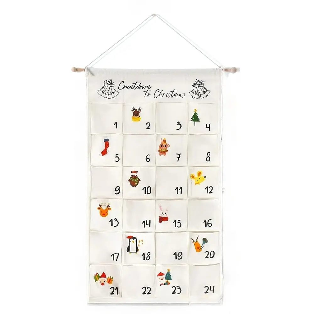 24days Handmade Fabric Christmas Advent Calendar Wall Hanging Xmas Decoration Gift for Kids Boys Girls Christmas Room Decoration