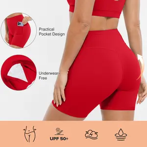 BRXL【Discount for live】Women's 5 Inch Inseam Biker Shorts with Pockets High Waist Buttery Soft Yoga Athletic Gym Running Volleyball Spandex Shorts Underwear Free & Practical Pocket Design UPF 50+ Sun Protection-brxl-3