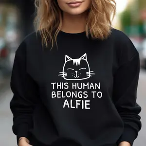 This Human Belongs To TShirt - Personalised Pet Gift - Pet Owner - Pet Name - Custom Pet Gifts - Cat Lover Gift