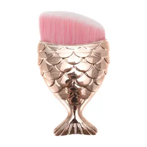 VOCOSTE 1 Pc Angled Mermaids Shape Foundation Brush for Business Travel Rose Gold Tone