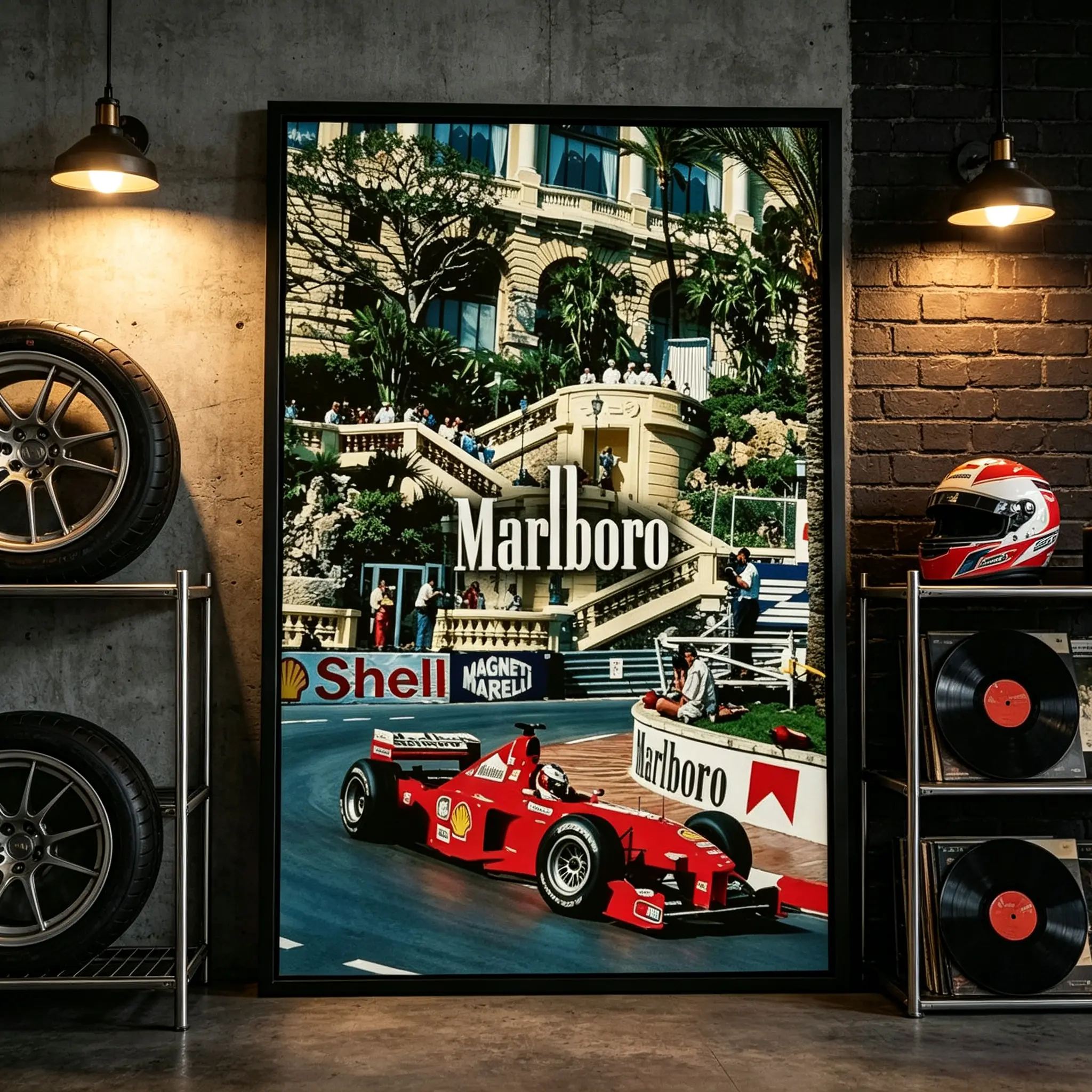 Vintage Monaco F1 Race Track Framed Canvas Wall Art - Artistic Eco-Friendly Artwork, Plain Print, Multi-Size, Waterproof Coating, Crystal-Clear Graphics, Men's Bedroom Man Cave Decoration Gift