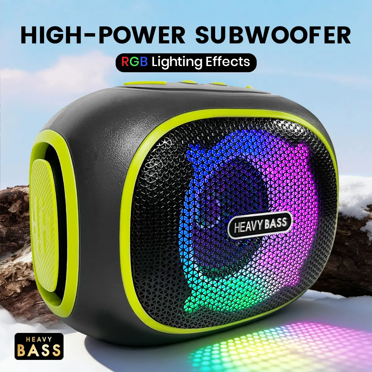 HEAVY BASS Bluetooth Mini Compact Speaker - Portable Hifi Sound Audio Bass Speaker with TWS Dual Interconnection, 3D Stereo Surround Sound, Handle, Home Audio Subwoofer, Creative Tech Gift for Adults, Speakers Black