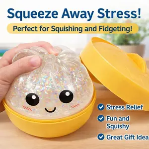 Glitter Dumpling, Glitter Dumpling Squishy Box, Dumplings Squishy, Anxiety Relief Fidget, Soft Squeeze Decompression Dough, Soft Squishy Silicone
