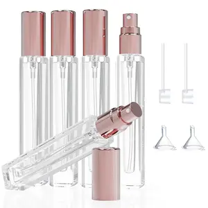 5 Piece Set Mini Perfume Bottles, 10ML Portable Spray Atomizer for Travel, Transparent Bottle with Cap, Essential Oil Dispenser Tool, Perfume Refill Bottle