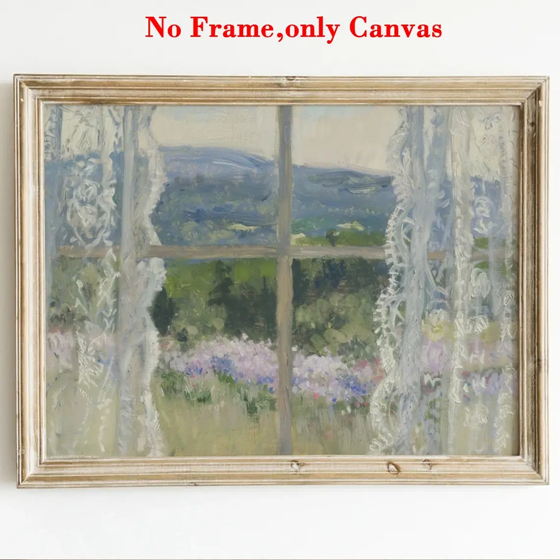 1 PC, wall art, vintage poster, country summer floral art print, spring landscape pastoral canvas painting, unique and creative wall aesthetic decoration, perfect decoration for living room and bedroom, frameless