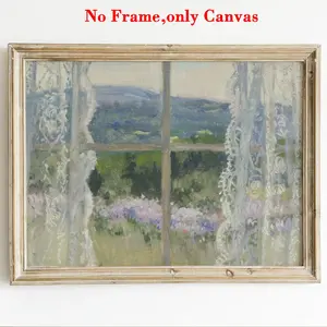 1 PC, wall art, vintage poster, country summer floral art print, spring landscape pastoral canvas painting, unique and creative wall aesthetic decoration, perfect decoration for living room and bedroom, frameless