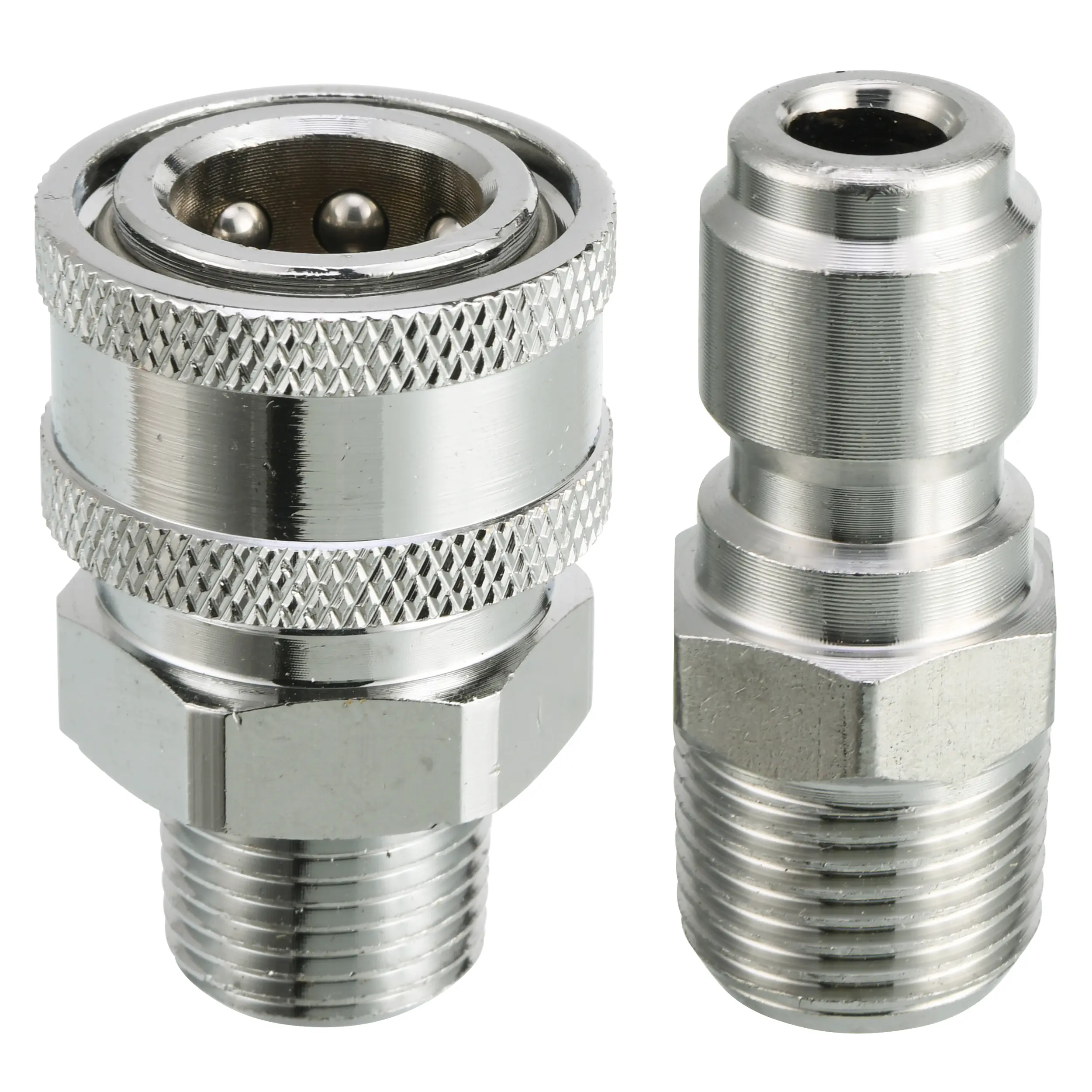 RIDGE WASHER Metal Brass Pressure Washer Adapter Set - 3/8” Quick Connect Plug to Male Thread Fitting, 2 Couplers, Ball Valves, Up to 5000 PSI Outdoor Garden Hose Connectors for Sprayers