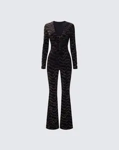 Odessa Black and Gold Metallic Jumpsuit