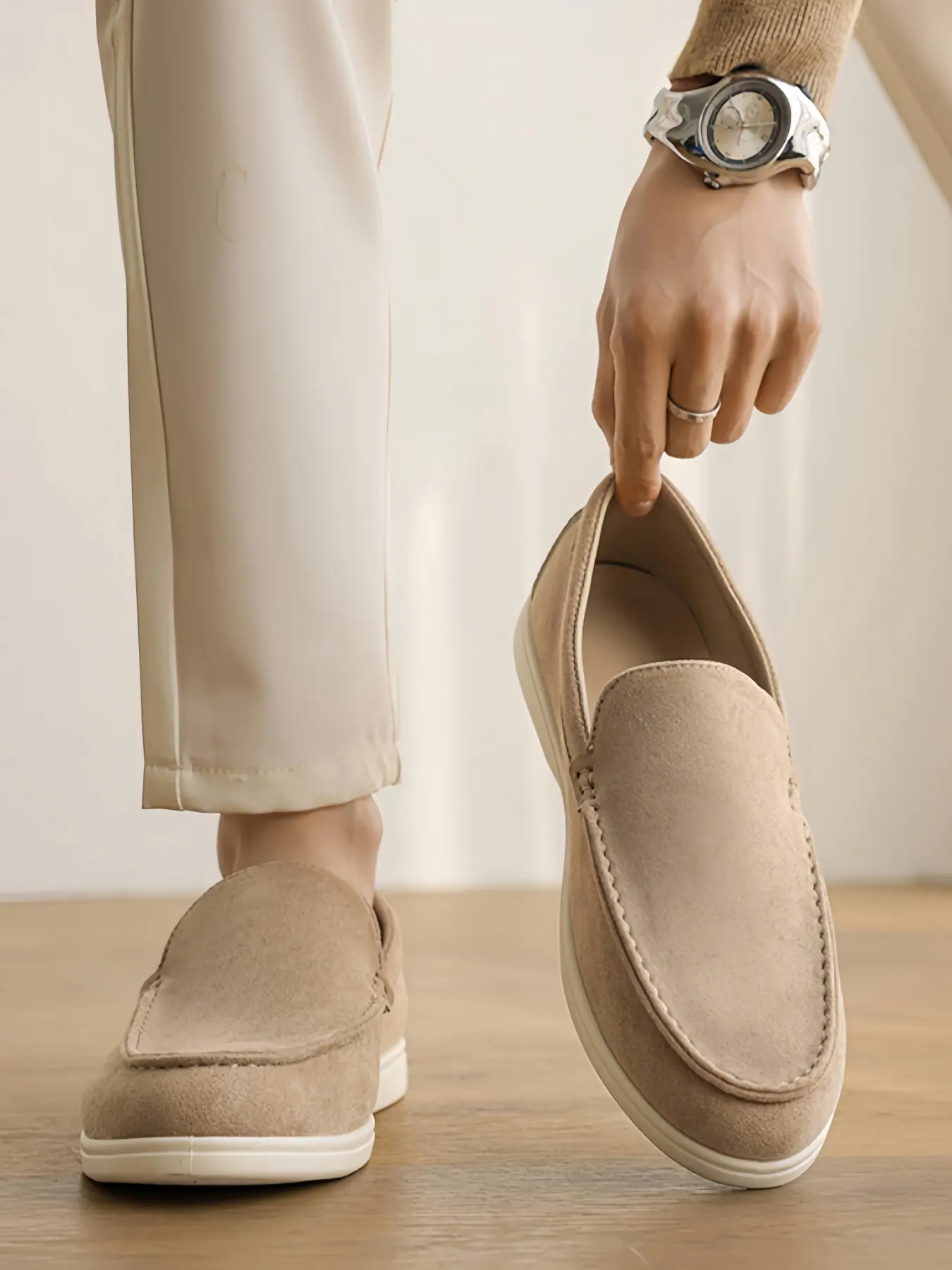 Men's Simple Faux Suede Slip-On Loafers, Flat Heel Loafers, Flat Comfort Design, Anti-Slip Durable Sole, Casual Formal Shoes for Outdoor & Leisure