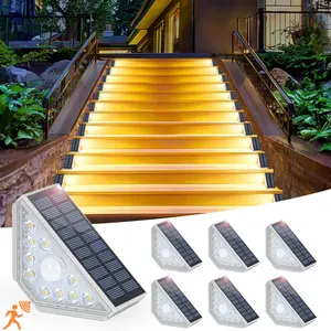 8/6/4Pcs Solar Step Lights for Outside, Motion Sensor Outdoor Stair Lights Waterproof IP67, Solar Powered LED Outdoor Step Lights Decor for Yard Garden Porch Patio Pathway Deck, Warm White, Solar Outdoor Lights