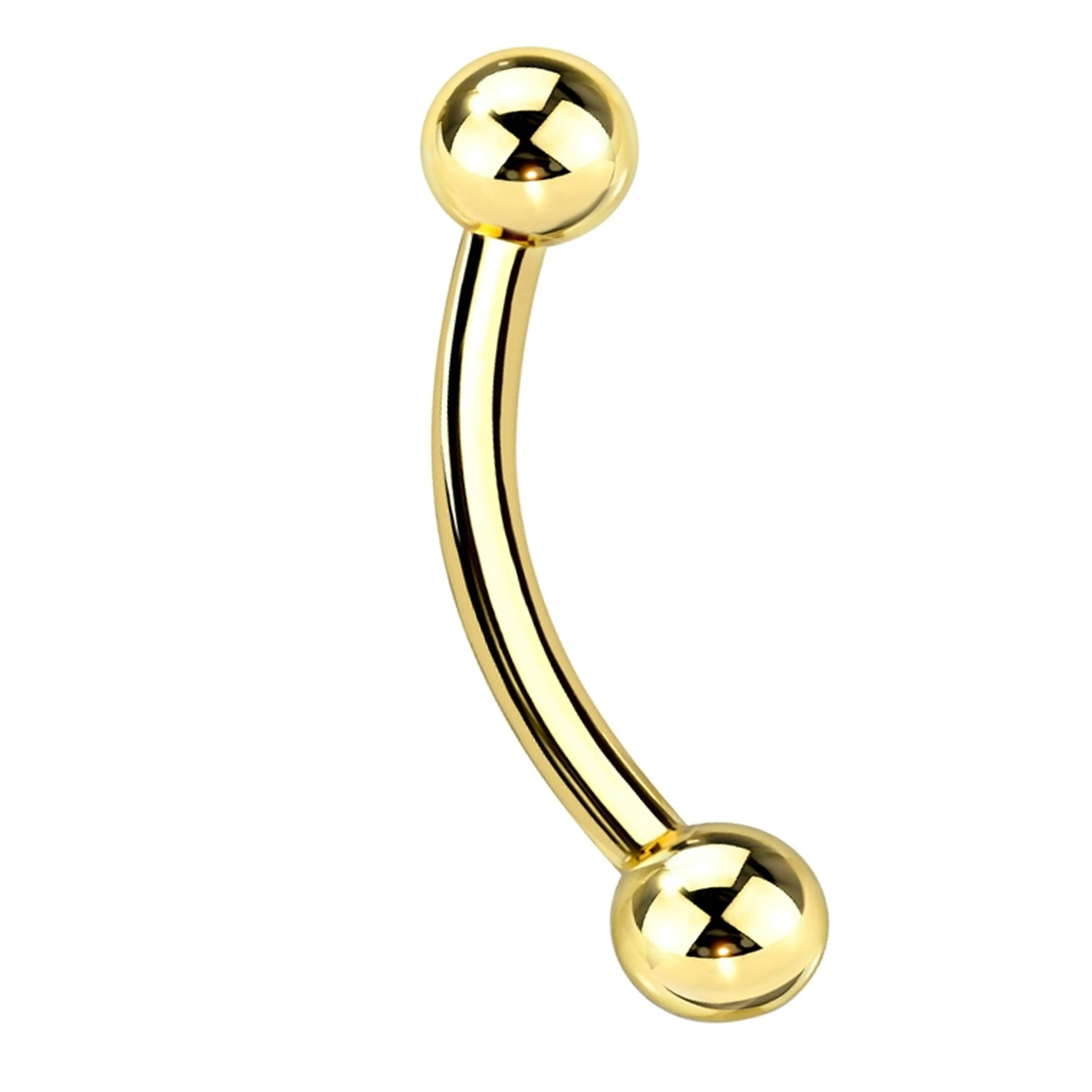 16G Gold PVD Titanium Curved Barbell (External Threading)