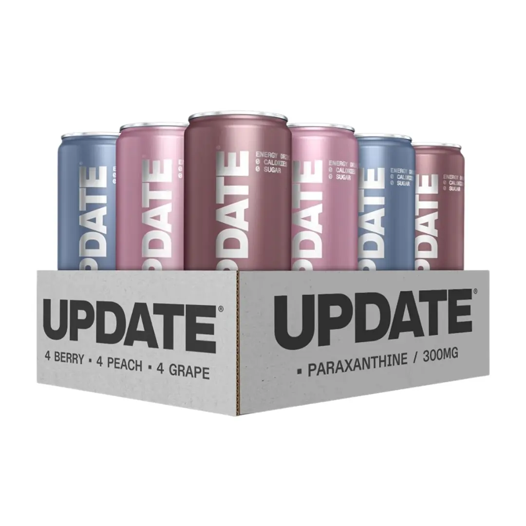 UPDATE 12-Pack Variety Energy Drink, 12 oz Cans | Caffeine-Free Paraxanthine, Zero Sugar, Zero Calories, Alpha-GPC, L-Theanine & Vitamin B12