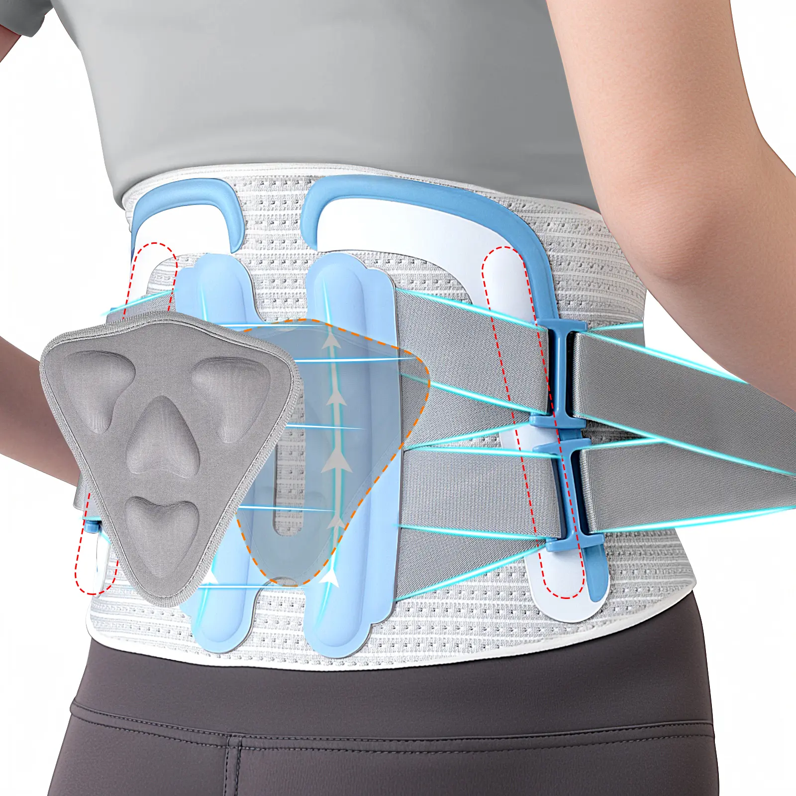 COFCARE Unisex Back Support Belt - Fashion Triangle Compression Brace with Pulley System, Adjustable Fit for Lower Back Pain Relief, Breathable for Gym Workouts, Office Use, Parent Gift