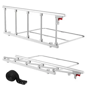 VEVOR Foldable Bed Rail for Elderly, 38 in Bedside Assist Rail with Fixing Strap, Adjustable Height Pipe Bedside Cane, High - Strength Metal Senior Bed Bar, Hand Guard Grab Fits King, Queen, Full, Twin