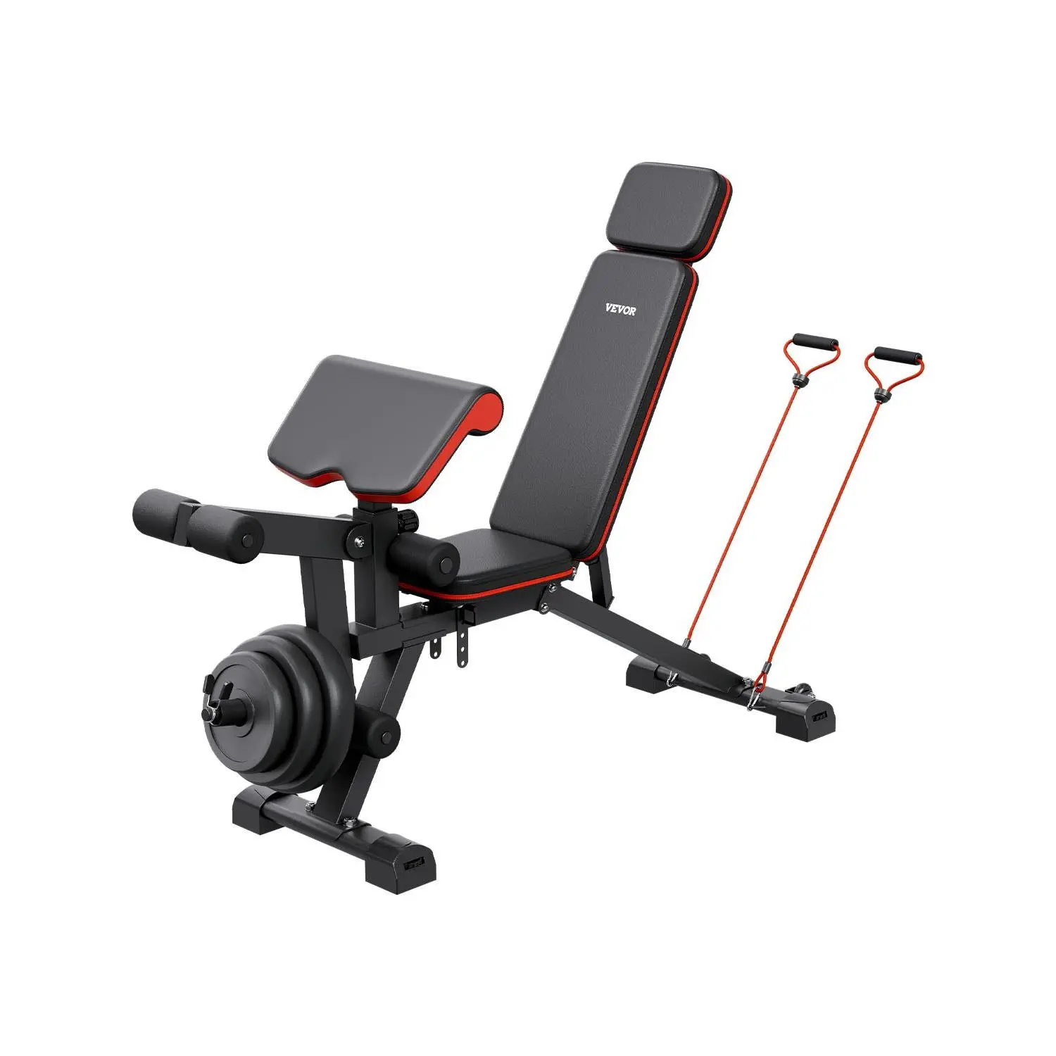 【DealsForYouDays】VEVOR Weight Bench, 800lbs Adjustable Weight Bench Press for Full Body Workout, Exercise Sit up Bench for Home Gym Strength Training, Flat Bench with with Leg Extension, Preacher Pad, Fast Adjustment