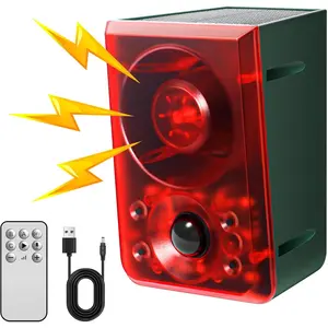 Solar Outdoor Motion Sensor  -  Barking & Gunshot Sound, Support Recording and Volume Adjustment, 130dB Noise with Flashing Light to Deter , , , Bear, Coyote