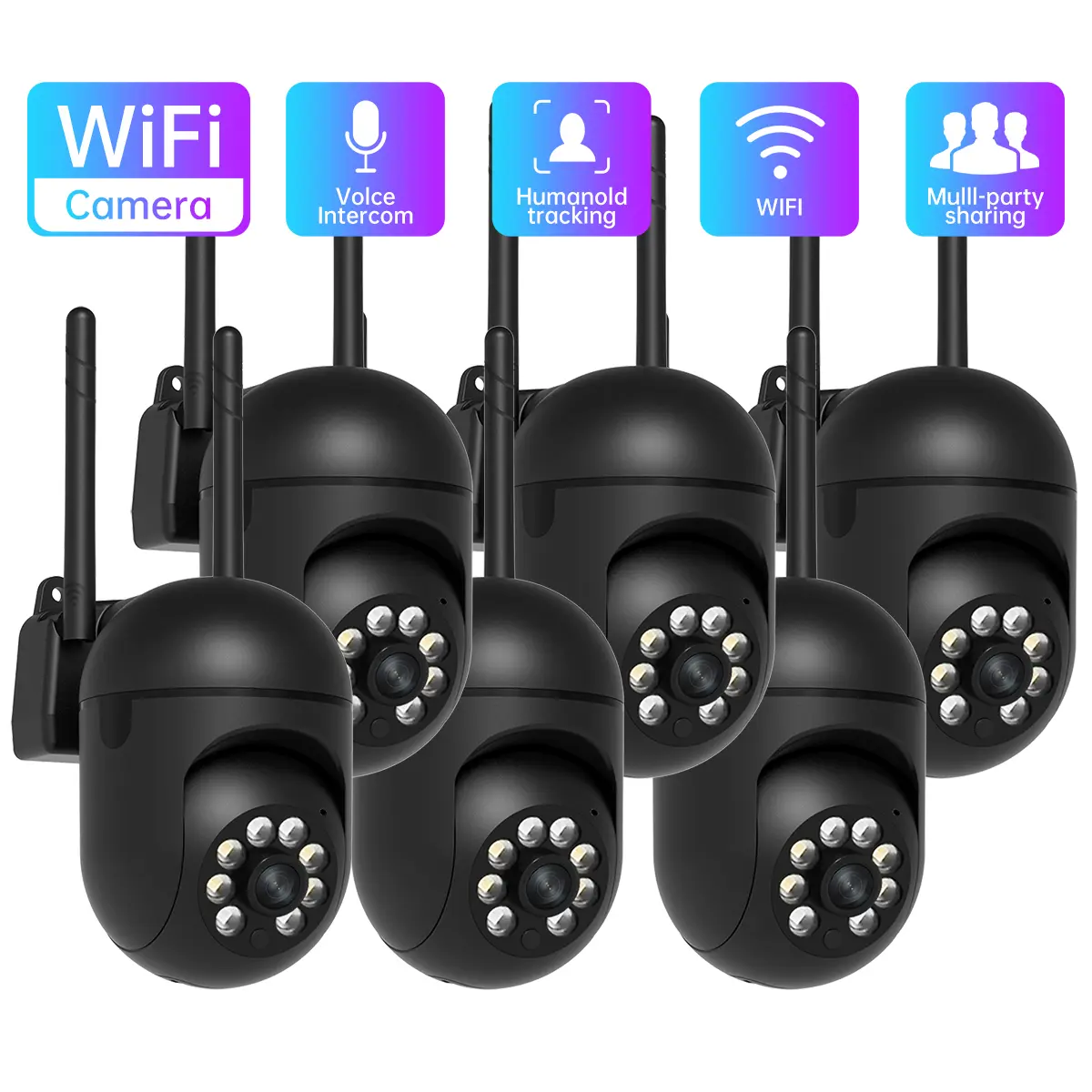 【JOOAN 1080P FHD Home Smart Security Camera】360° Auto Tracking PTZ Indoor Camera, Color Night Vision, BT & 2.4G WiFi Connectivity, Two-Way Audio Siren, Human Motion Detection, 24/7 Live Recording, Pet Dog Camera, Works with Alexa & Onvif